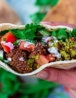 Falafel assembled in one pita pocket